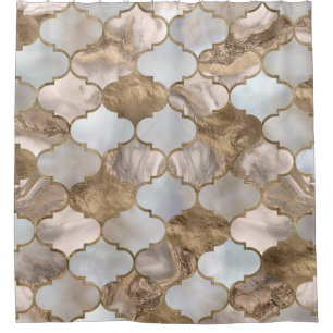 Moroccan trellis White marble and gold