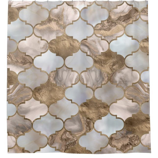 Moroccan trellis White marble and gold (Front)