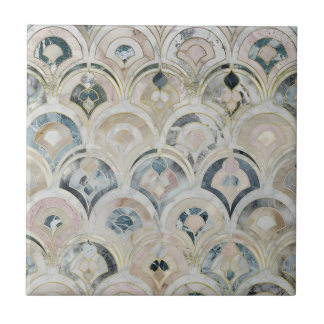 Moroccan trellis White marble and gold Ceramic Til Tile