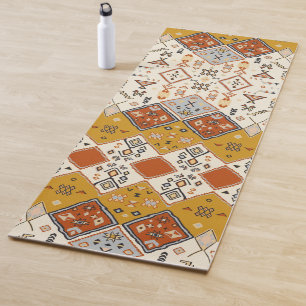 Moroccan Tribal Geometric Folk Art Pattern Yoga Mat