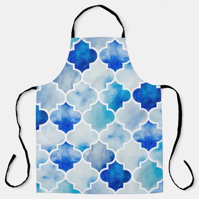 Moroccan Watercolor: Hand Drawn Seamless Apron (Front)