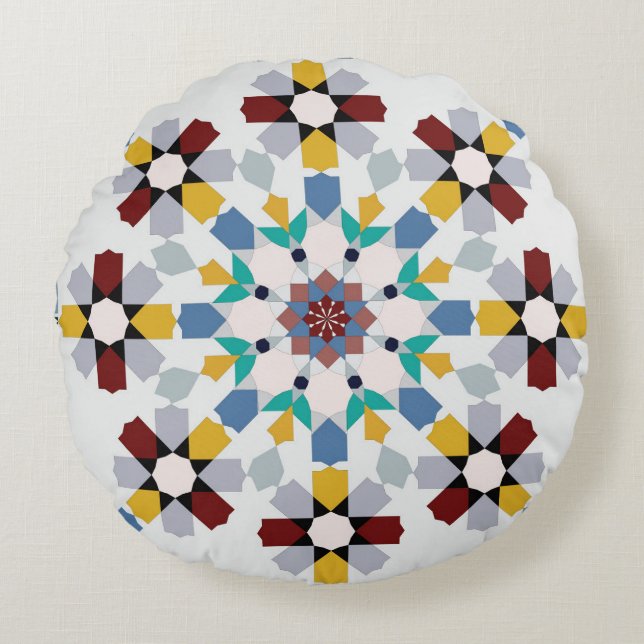 Moroccan Zelije !Moroccan Zellige Round Pillow (Front)