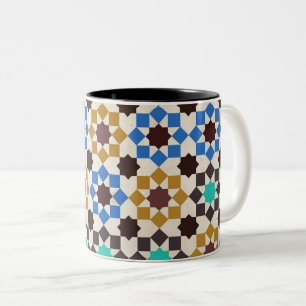 Moroccan Zellige Geometric Mosaic Pattern Two-Tone Coffee Mug