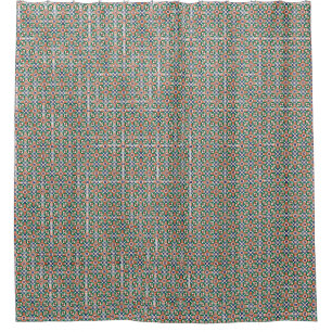 Moroccan Zellige Inspired Geometric Shower Curtain
