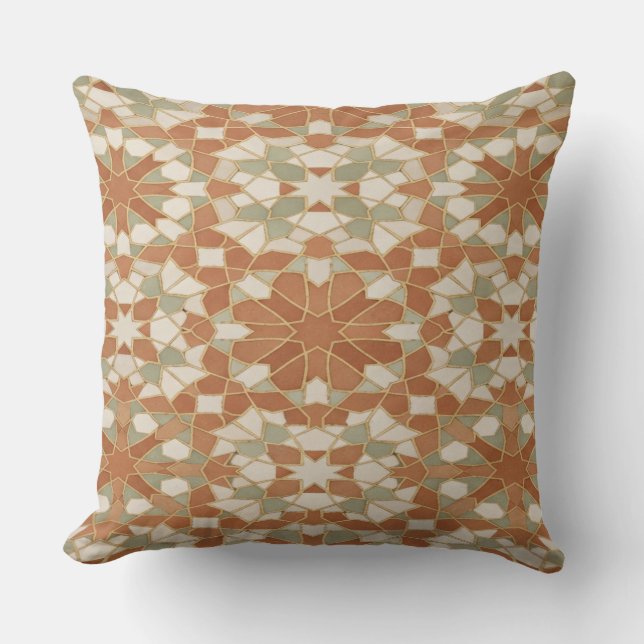 Moroccan Zellige Mosaic Throw Pillow (Front)