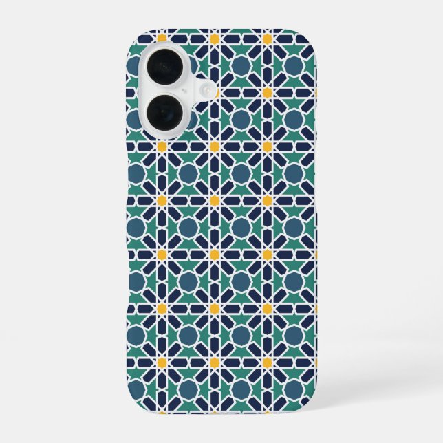 Moroccan Zellige Pattern Art (Zelij) iPhone 16 Case (Back)