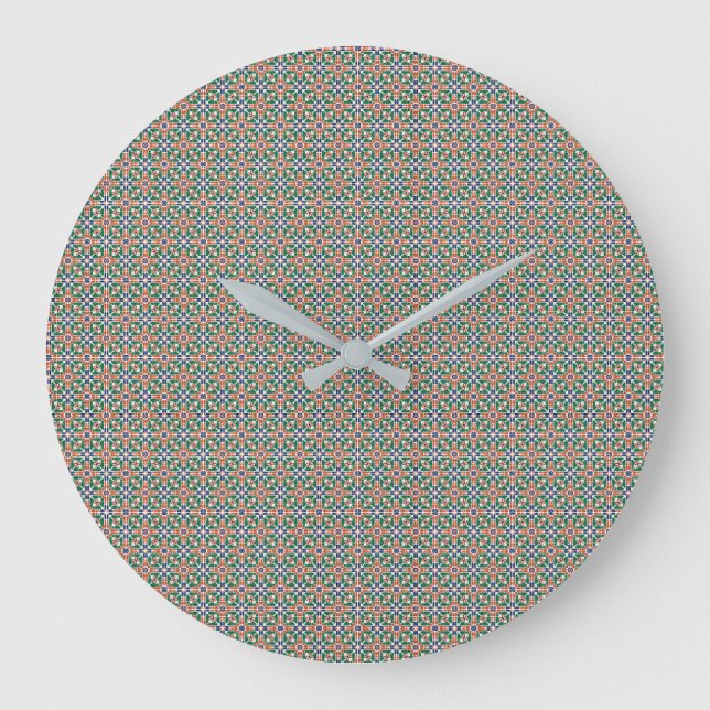 Moroccan Zellige Pattern Ornate Wall Clock (Front)