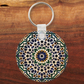 Moroccan Zellige Tile Pattern Square Keychain | Is