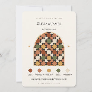 Moroccan Zellij Fall Wedding Colour Palette Card