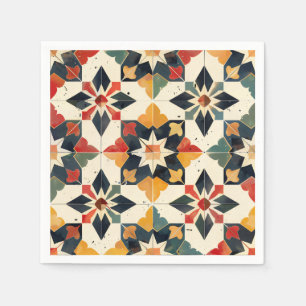 Moroccan Zellij Red Yellow and Green Napkin