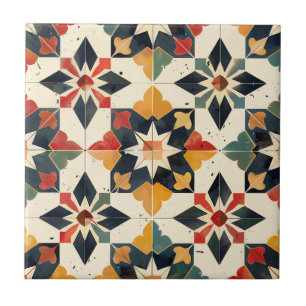 Moroccan Zellij Red Yellow and Green Tile