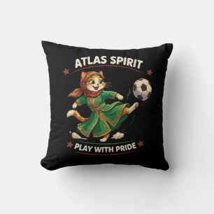 Morocco 2026 Soccer Cat - Atlas Spirit Cultural Throw Pillow