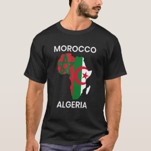Morocco Algeria Flag with Africa Map T-Shirt