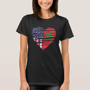 Morocco American Grown Heart USA Patriot Heritage  T-Shirt