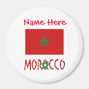 Morocco and Moroccan Flag Red Personalization  Magnet