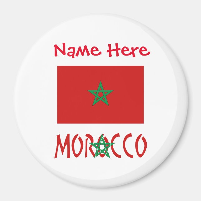 Morocco and Moroccan Flag Red Personalization  Magnet (Front)