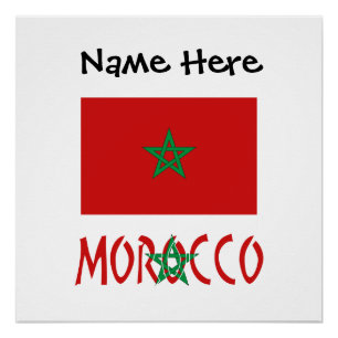 Morocco and Moroccan Flag with Your Name Poster