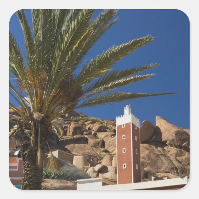 MOROCCO, Anti Atlas, TAFRAOUTE Area: ADAI, Red Square Sticker (Front)