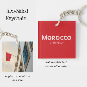 Morocco Architecture & Flag, personalized travel Keychain