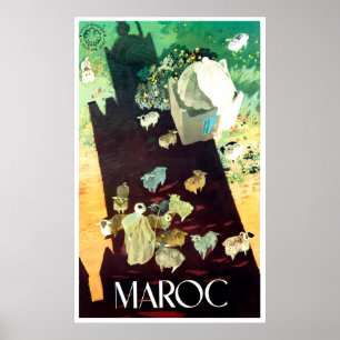 Morocco, areal view, shepherd, with his ship poster