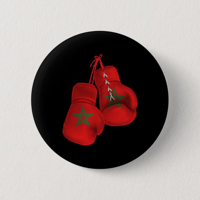 Morocco Boxing Gloves Flag Pride Moroccan Boxing  2 Inch Round Button (Front)