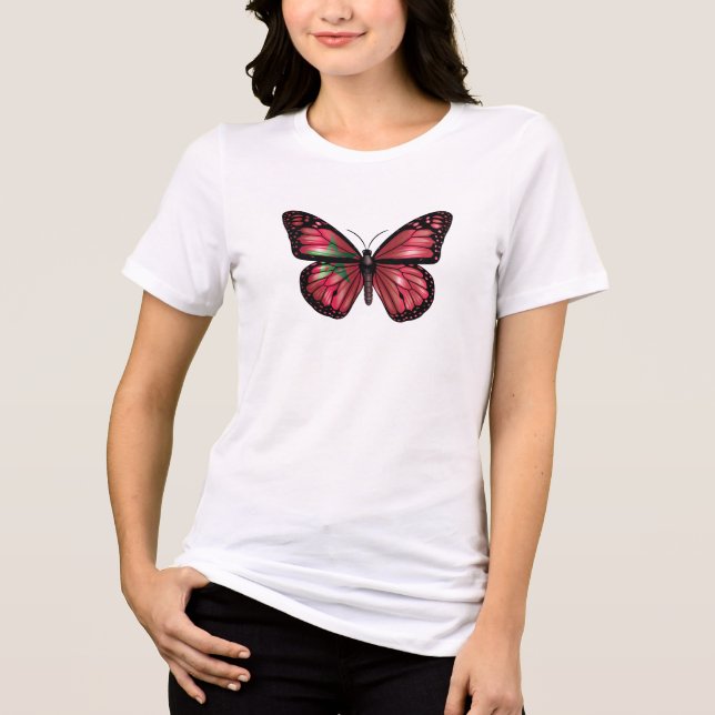 Morocco butterfly monarch flag Tri-Blend shirt (Front)