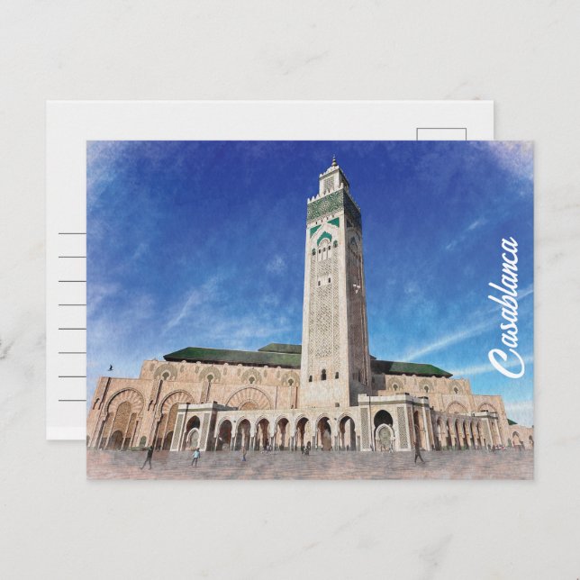 Morocco Casablanca Mosque Hassan 2 Islamic Postcard (Front/Back)
