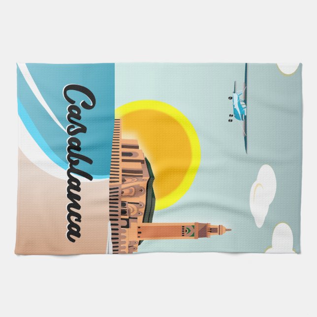 Morocco Casablanca Travel poster Kitchen Towel (Horizontal)