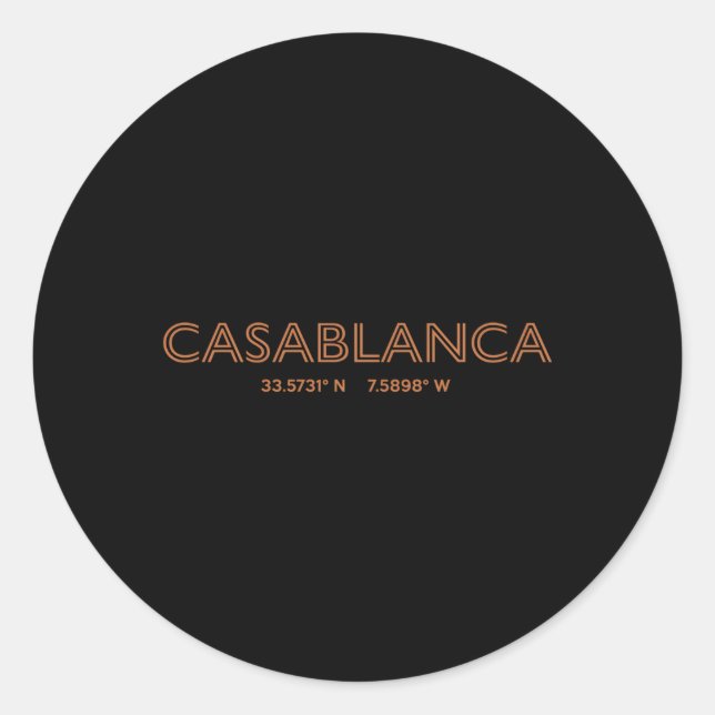 Morocco City Coordinates Casablanca Classic Round Sticker (Front)