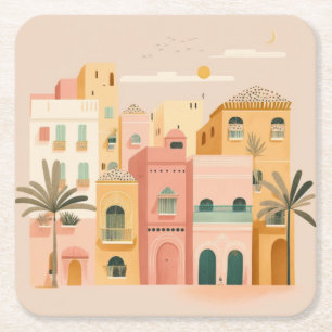 Morocco city square paper coaster