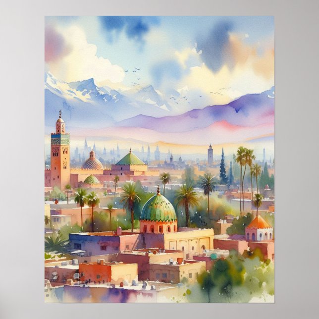 Morocco Cityscape Watercolor Poster (Front)