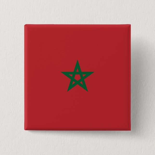 Morocco Flag 2 Inch Square Button (Front)