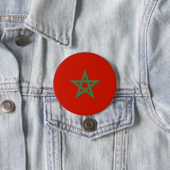 Morocco flag 3 inch round button (In Situ)