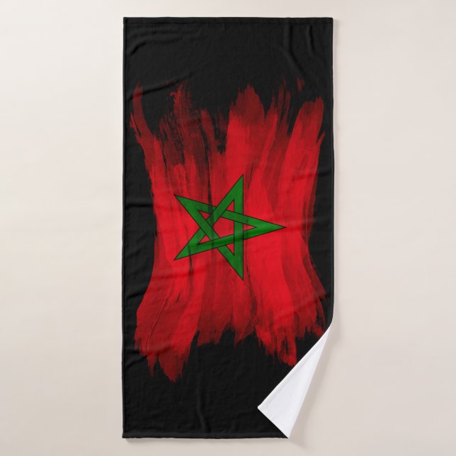 Morocco flag brush stroke, national flag bath towel (Bath Towel)