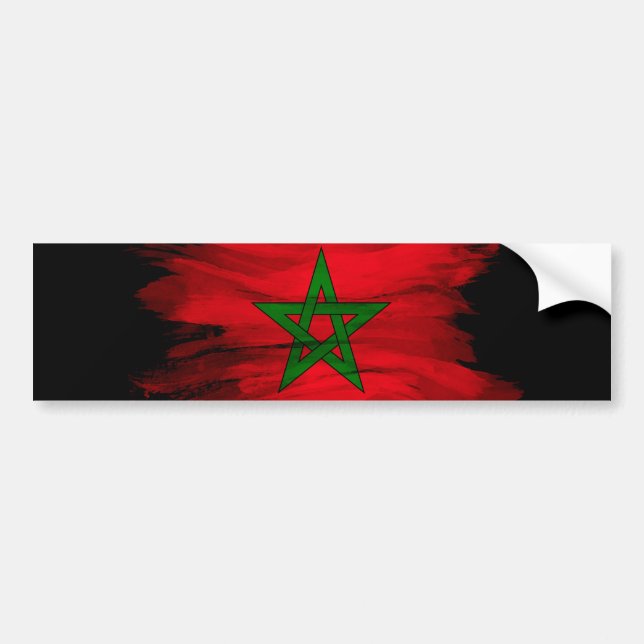 Morocco flag brush stroke, national flag bumper sticker (Front)
