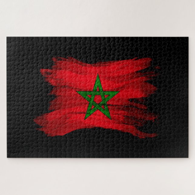 Morocco flag brush stroke, national flag jigsaw puzzle (Horizontal)