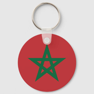 Morocco Flag Button Key Keychain