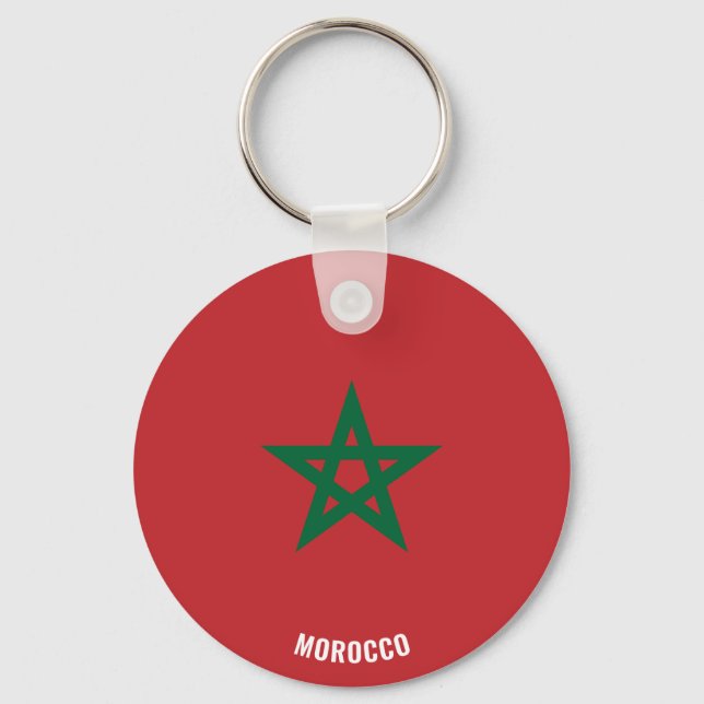 Morocco Flag Charming Patriotic Keychain (Front)