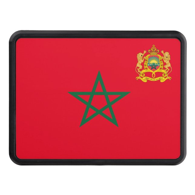Morocco flag-coat of arms   trailer hitch cover (Front)