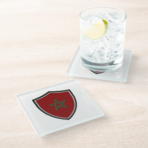 Morocco flag glass coaster