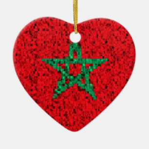 Morocco Flag glitter ornament