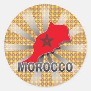 Morocco Flag Map 2.0 Classic Round Sticker