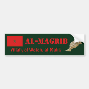 Morocco Flag + Map Bumper Sticker