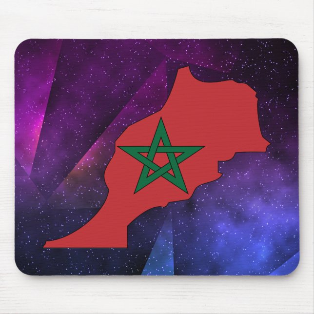 morocco Flag Map on abstract space background Mouse Pad (Front)