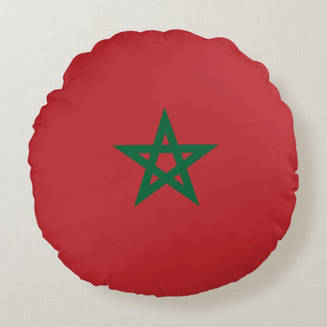 Morocco Flag Round Pillow (Front)