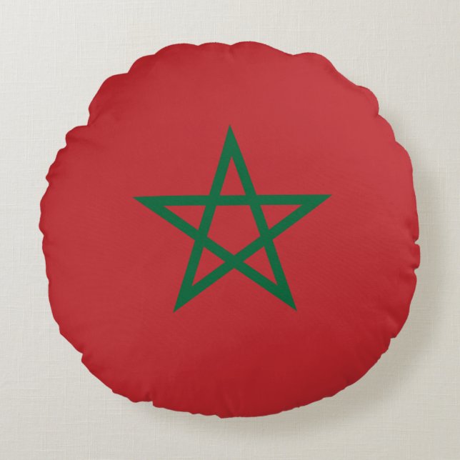Morocco Flag Round Pillow (Front)