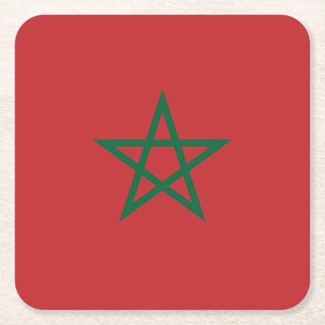 Morocco Flag Square Paper Coaster (Front)