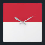 Morocco Flag Square Wall Clock<br><div class="desc">The Moroccan flag is a red field with in the centre an emblem. The used colours in the flag are red, green. The proportion of the Moroccan flag is 2:3. The Flag of Morocco was adopted in 1915. The first use of the current flag design was in 1244. The last...</div>
