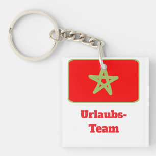 Morocco flag vacation team keychain
