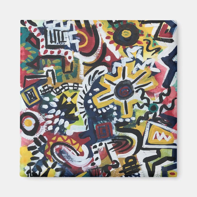 Morocco-Hand Painted Modern Art Magnet (Front)